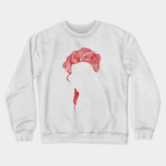 Red Hairstyle - Curved Crewneck Sweatshirt by njikshik